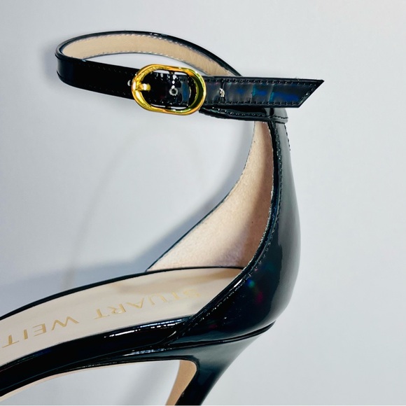 Stuart Weitzman Stiletto Patent Leather High Heel Sandals/ black metallic/size 8 - Picture 8 of 14